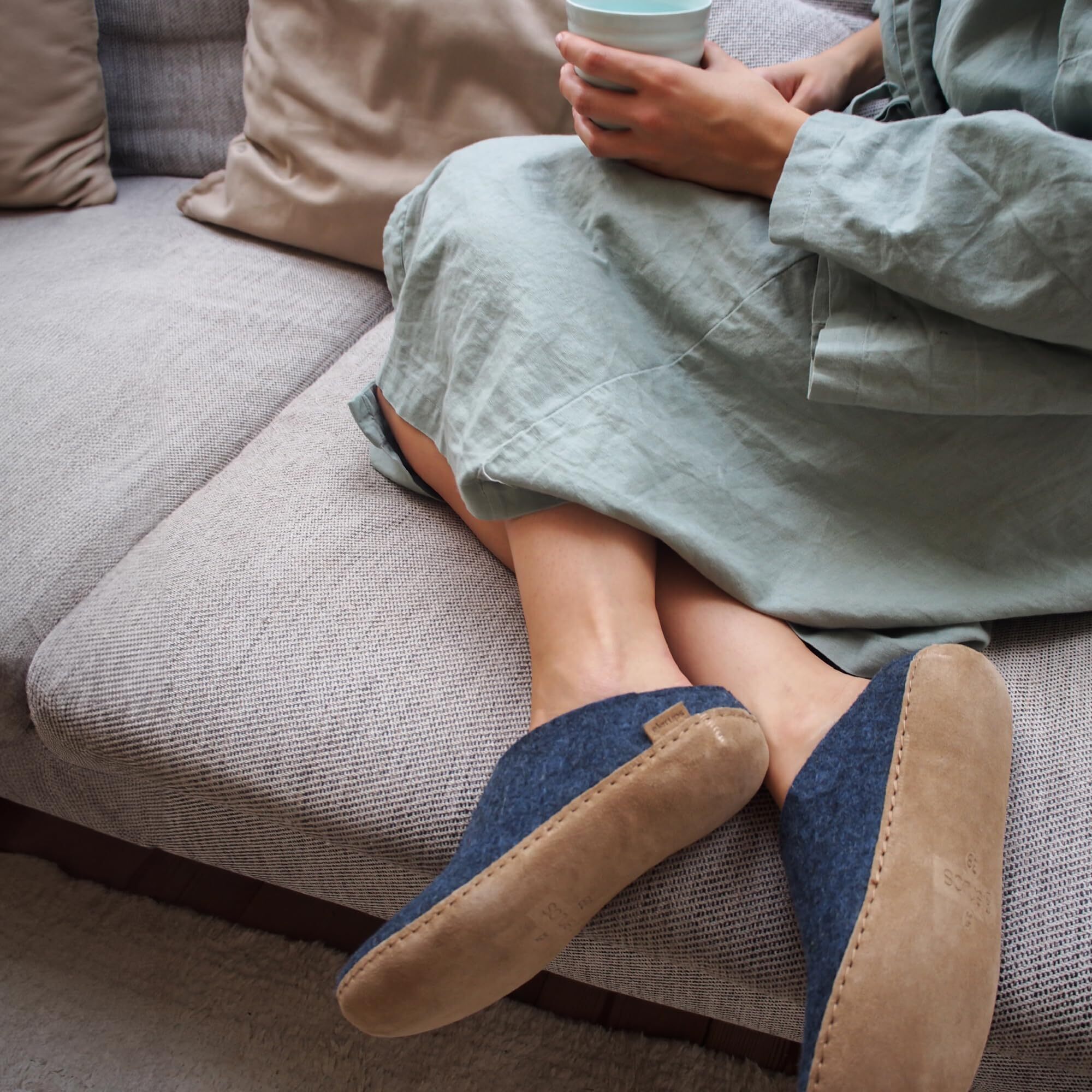 Glerups 100% Quality Wool Mix Slipper With Leather Sole - Unisex Slip-On - Denim — image 5 of 5